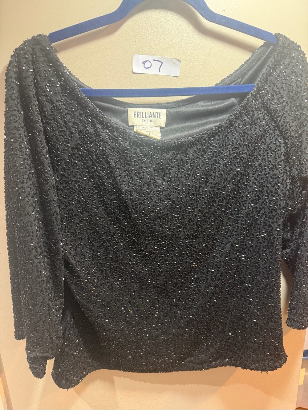 Brilliante Black Sequin Long Sleeve Top